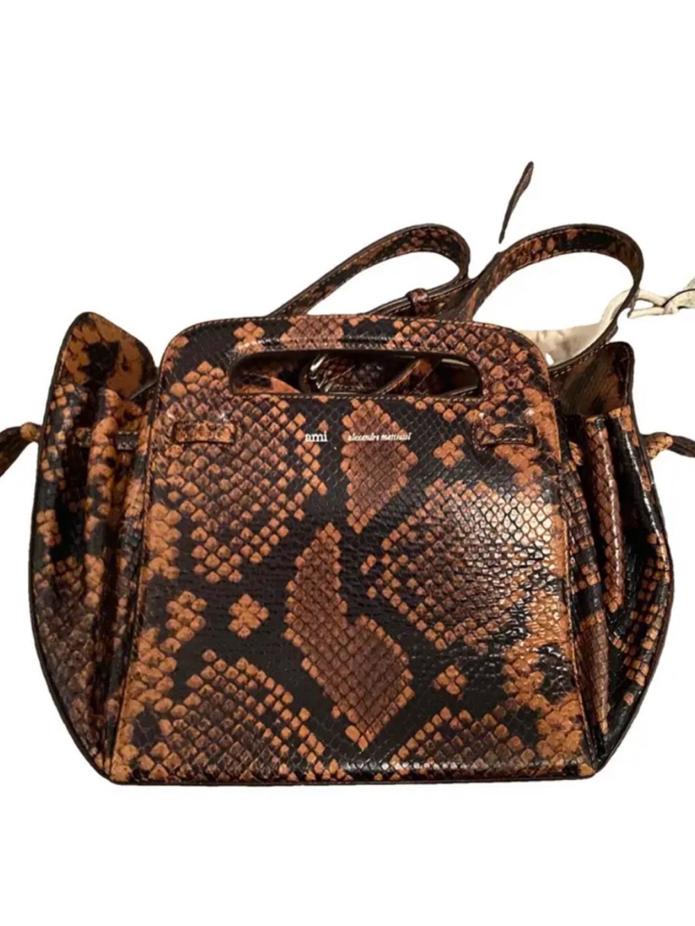Ami Alexandre Mattiussi
 Small Accordeon  Snake Print Leather Handbag